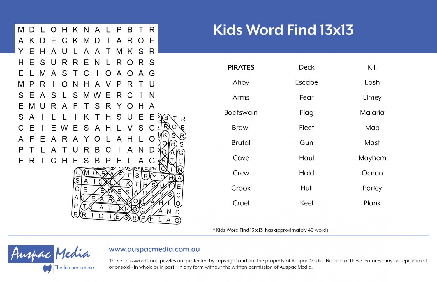 Thumbnail for Kids Word Find 13x13