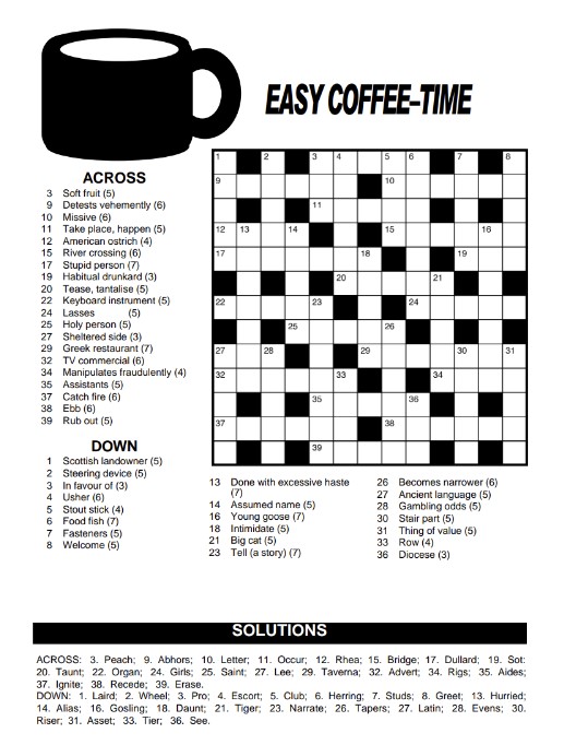 Thumbnail for Easy Coffee Time Crossword 13x13