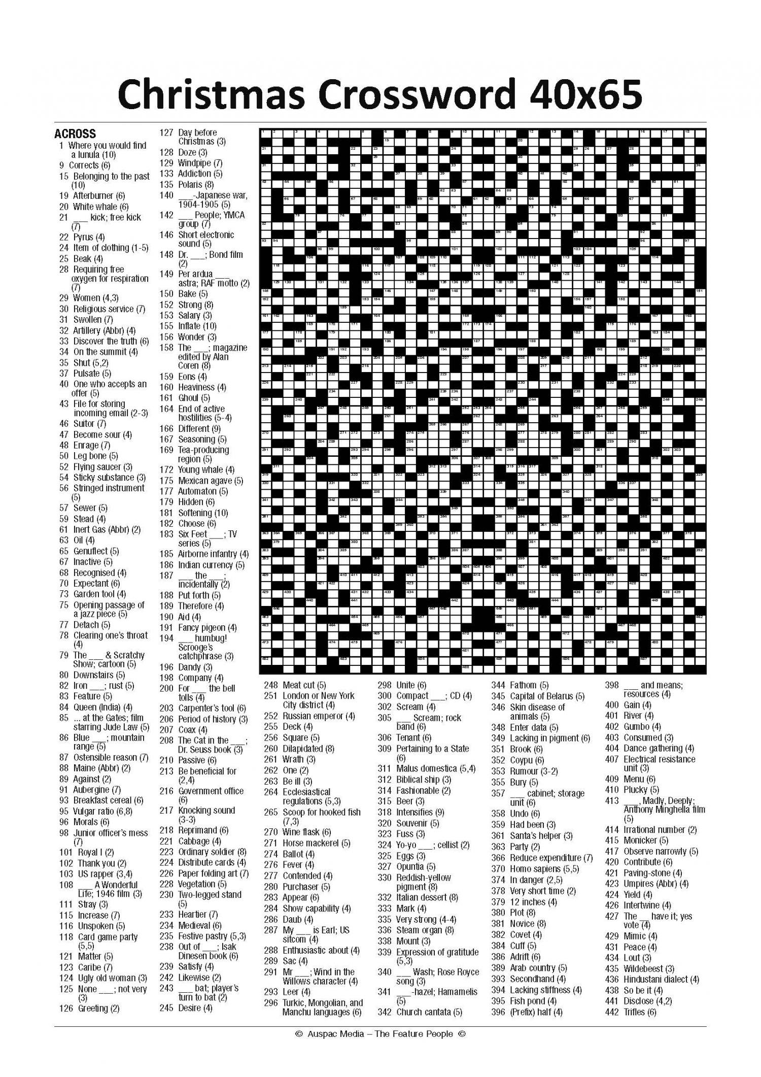 Thumbnail for Christmas Crossword 40 x 65 - Large (KF)