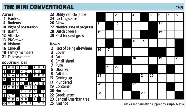 Thumbnail for Mini Conventional Crossword 10x10 