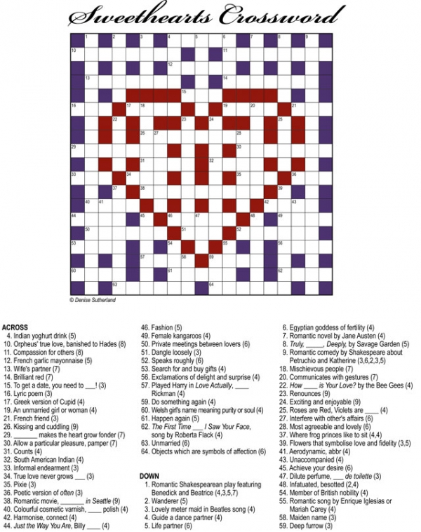 Thumbnail for Valentine's Day Sweethearts Crossword 19x19