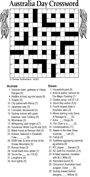 Thumbnail for Australia Day crossword 15x15